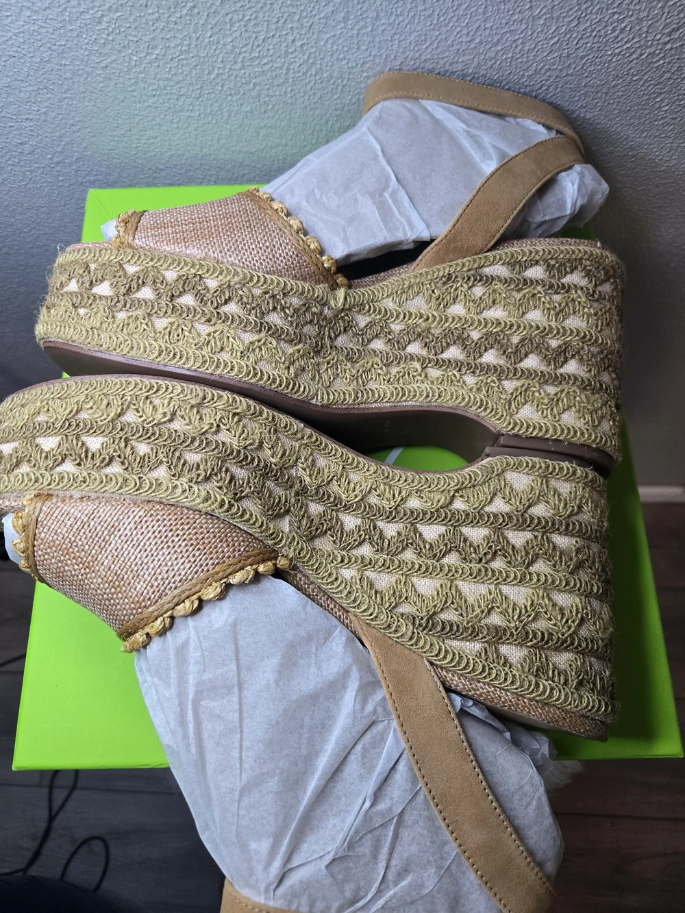 Sam Edelman Amber Wedge Platform Sandal in Tan with Ankle Strap New W Box Sz10.5